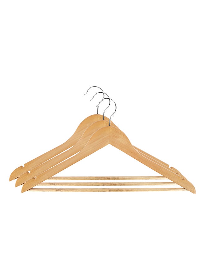 Royalford 3-piece Wooden Cloth Hanger Set-RF12799/ with 360 Degree Rotating Metal Hook, Lightweight, Trendy and Anti-Skid, Perfect for All Kinds of Dresses/ Heavy Duty, Suitable for Wardrobe for Hanging Clothes, Strappy Cloth, T-Shirt, Shirts, Dress/ Brown - Image 1